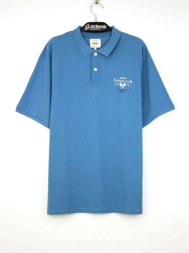 Image for Men's Front And Back Graphic Printed Polo Shirt,Blue