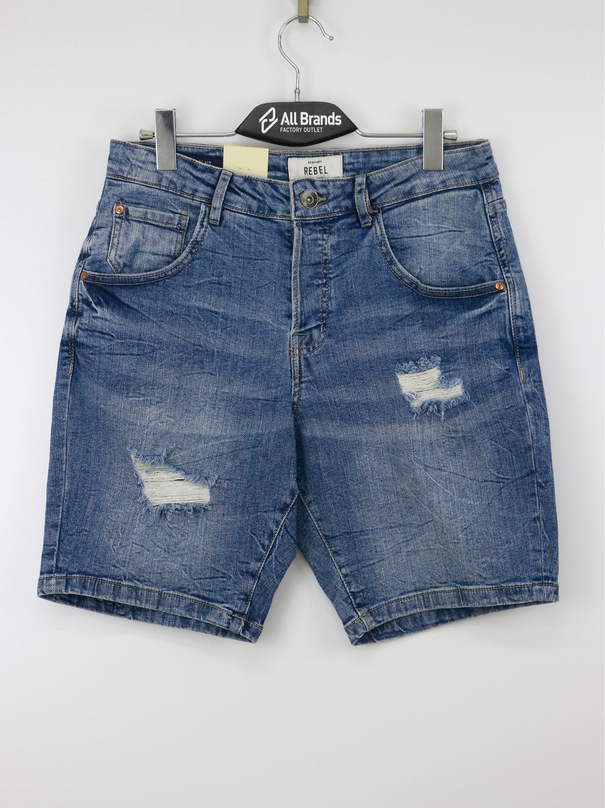 Image for Men's Ripped Washed Denim Short,Blue