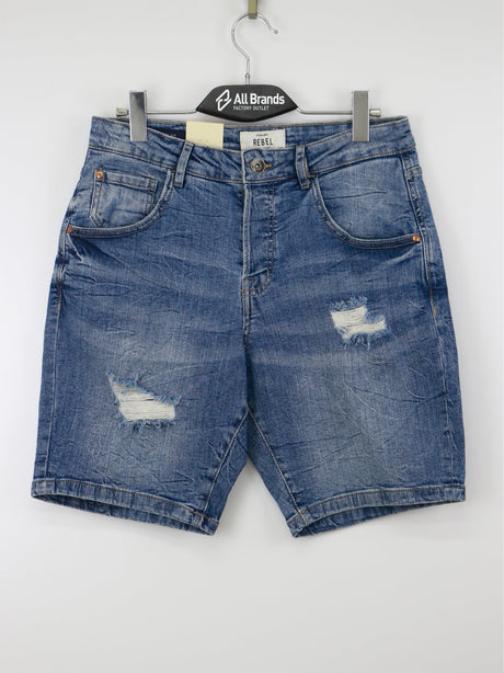 Image for Men's Ripped Washed Denim Short,Blue