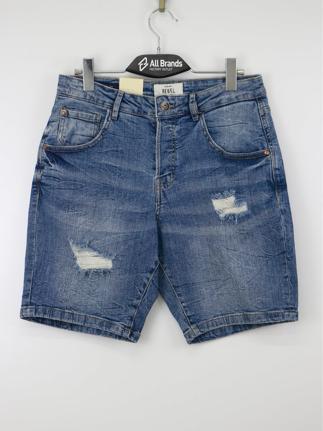 Image for Men's Ripped Washed Denim Short,Blue