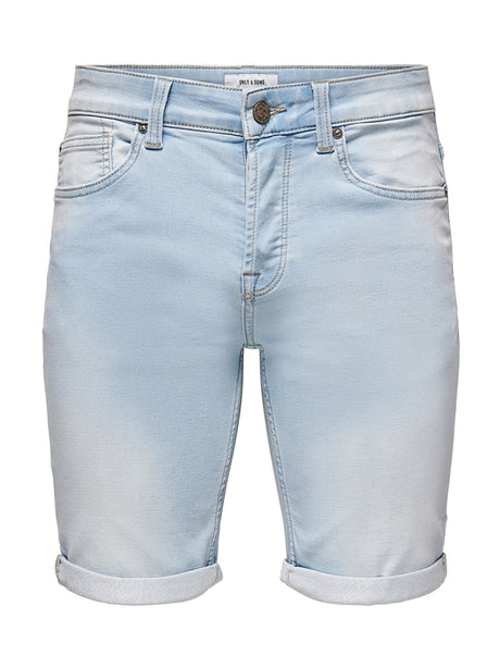 Image for Men's Plain Solid Denim Short,Light Blue