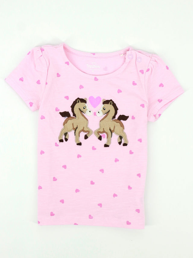 Image for Kids Girl Heart-Printed/Embroidered Top,Pink