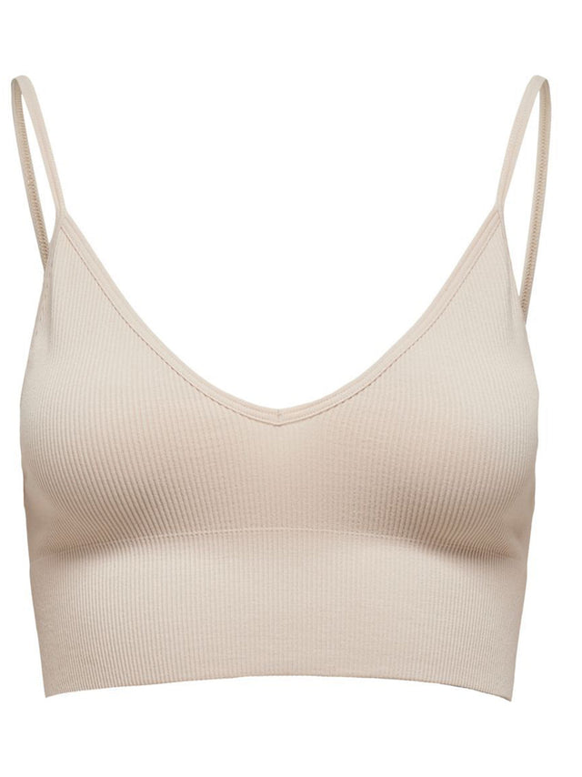 Image for Women's Ribbed V-Neck Bralette,Beige