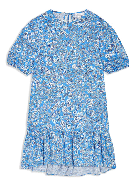 Image for Women's Floral Printed Open Back Dress,Blue