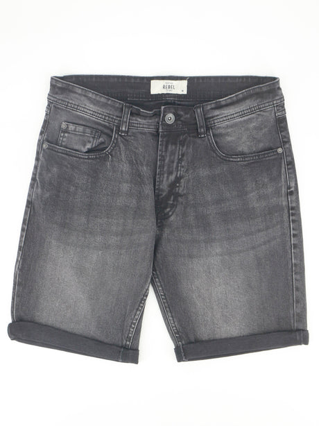 Image for Men's Washed Denim Short,Dark Grey