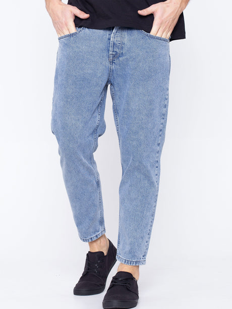 Image for Men's Washed Cropped Jeans,Blue