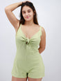 Image for Women's Tie Front Textured Jumpsuit,Light Green