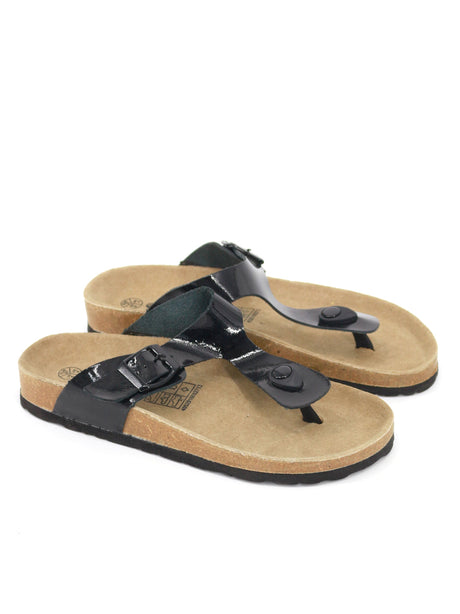 Image for Women's Leather Thong Sandals,Black