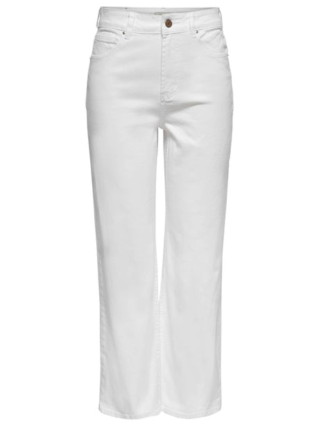 Image for Women's Plain Solid Wide Legs Jeans,White