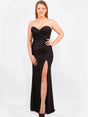Image for Women's Strapless Satin Dress With Back Cut-Out Detail,Black