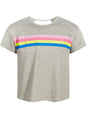 Image for Kids Girl Chest Stripes Open Back Top,Grey
