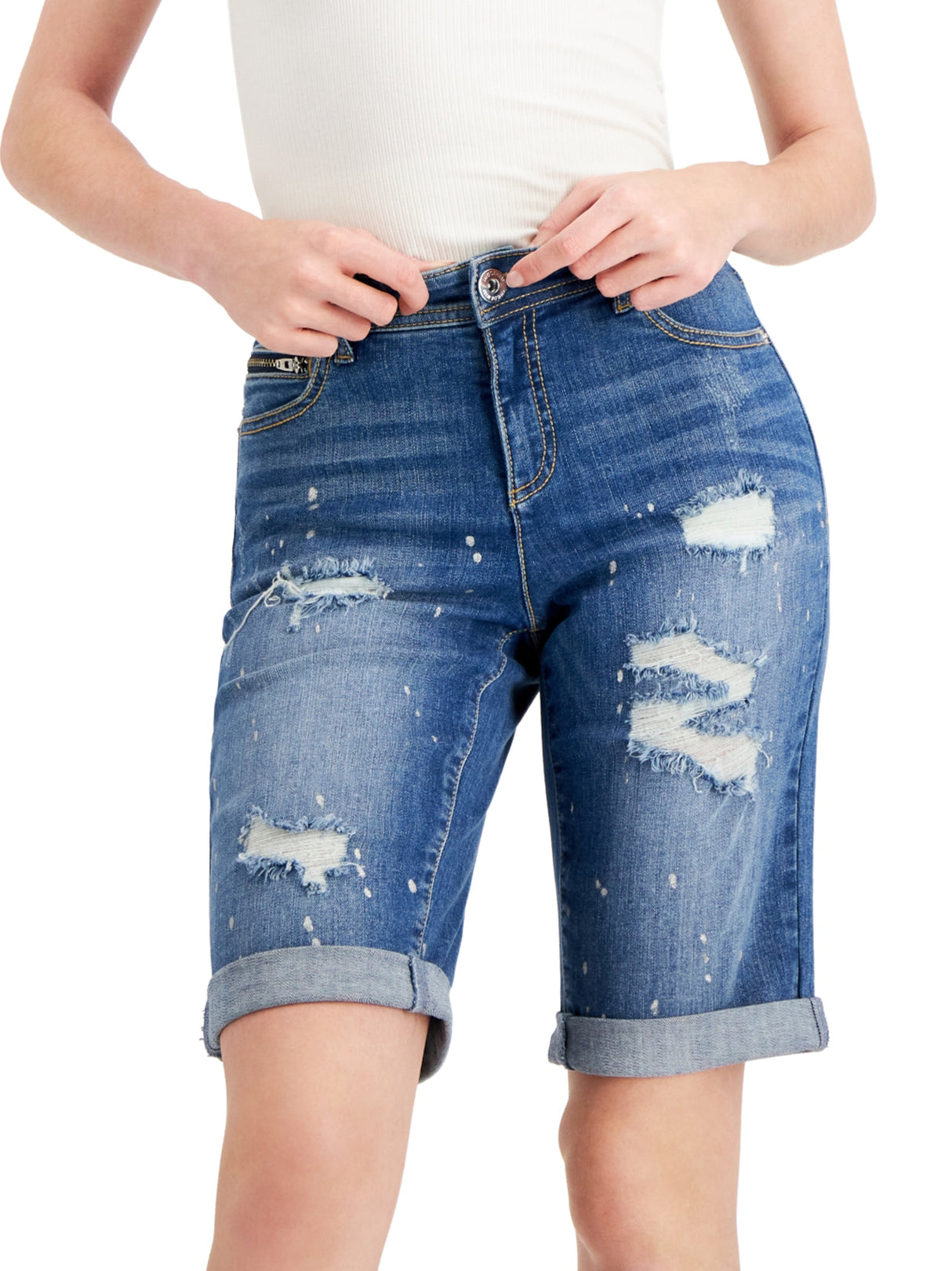 Image for Women's Washed Ripped Denim Short,Blue