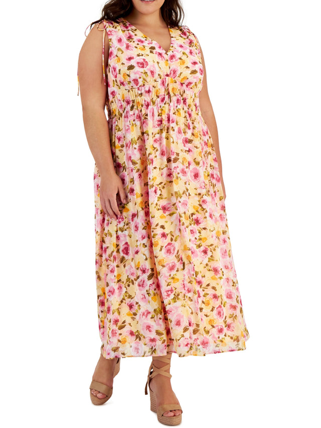 Image for Women's Floral Printed Metallic Dress,Multi