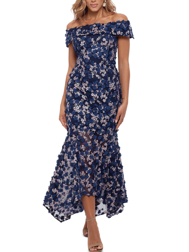 Image for Women's Floral Embroidered Dress,Navy