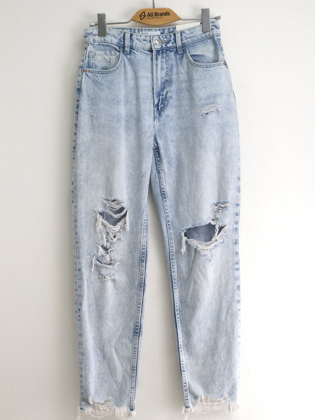 Image for Women's Ripped Washed Mom Jeans,Light Blue