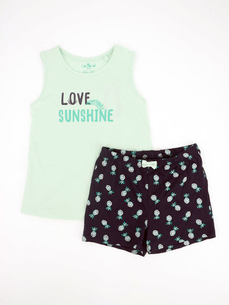 Image for Kids Girl 2Pcs Graphic Printed Set,Green 