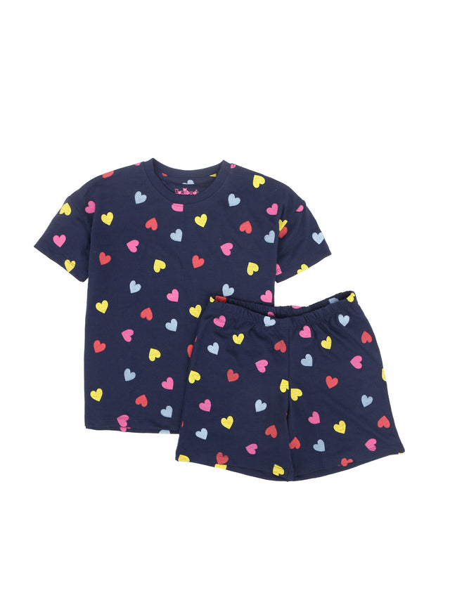 Image for Kids Girl Hearts Printed Sleepwear Set,Navy