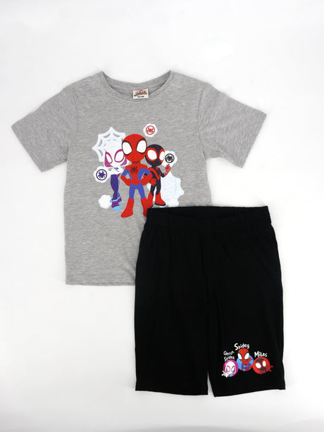 Image for Kids Boy's 2 Pcs Graphic Printed Top & Bottom Set,Light Grey/Black