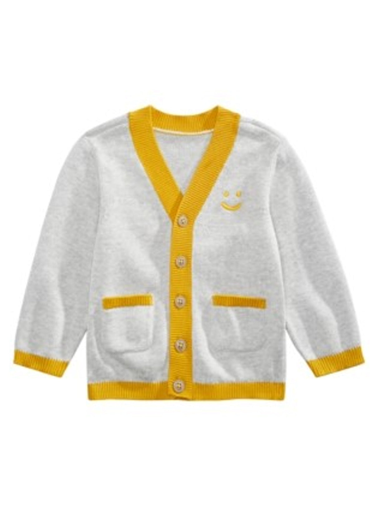 Image for Kids Boy's Graphic Embroidered Cardigan,Grey/Yellow