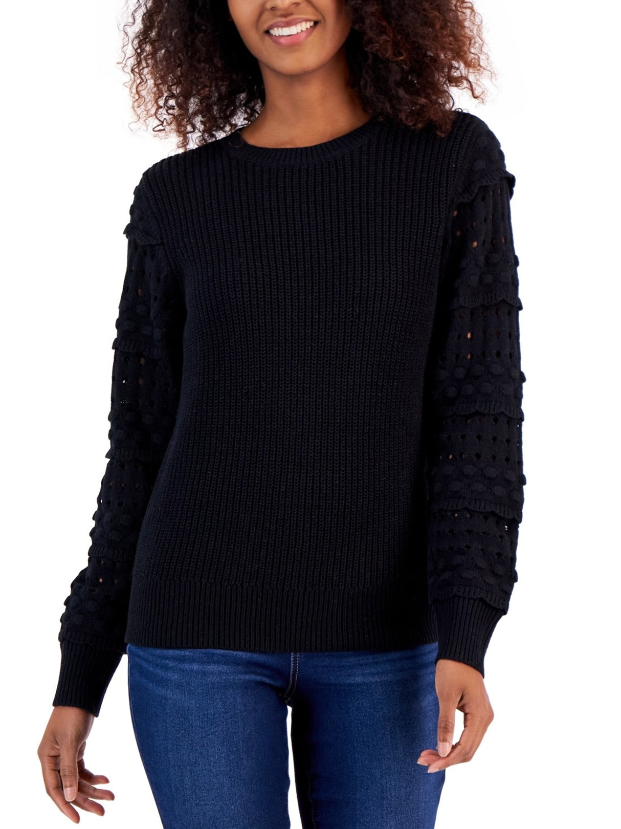 Image for Women's Textured Sweater,Black