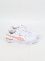 Image for Women's Brand Logo Printed Sneakers,White/Peach