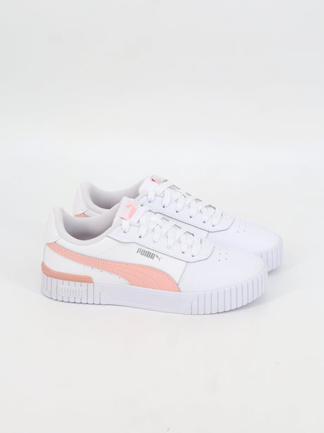 Image for Women's Brand Logo Printed Sneakers,White/Peach