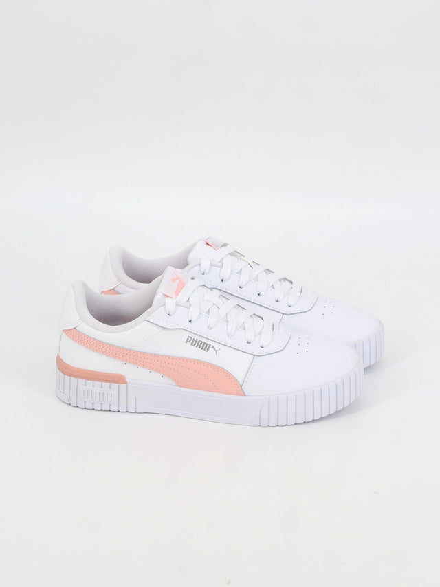 Image for Women's Brand Logo Printed Sneakers,White/Peach