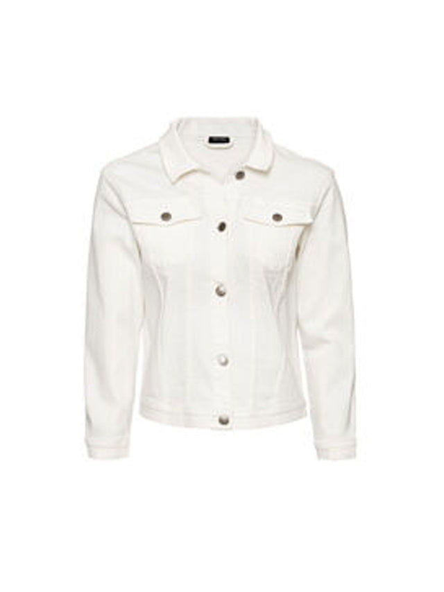 Image for Women's Plain Solid Denim Jacket,White
