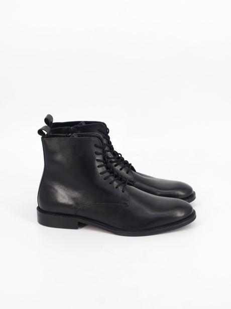 Image for Men's Plain Leather Ankle Boots,Black