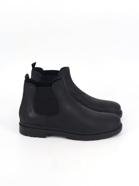 Image for Men's Plain Leather Ankle Boots,Black