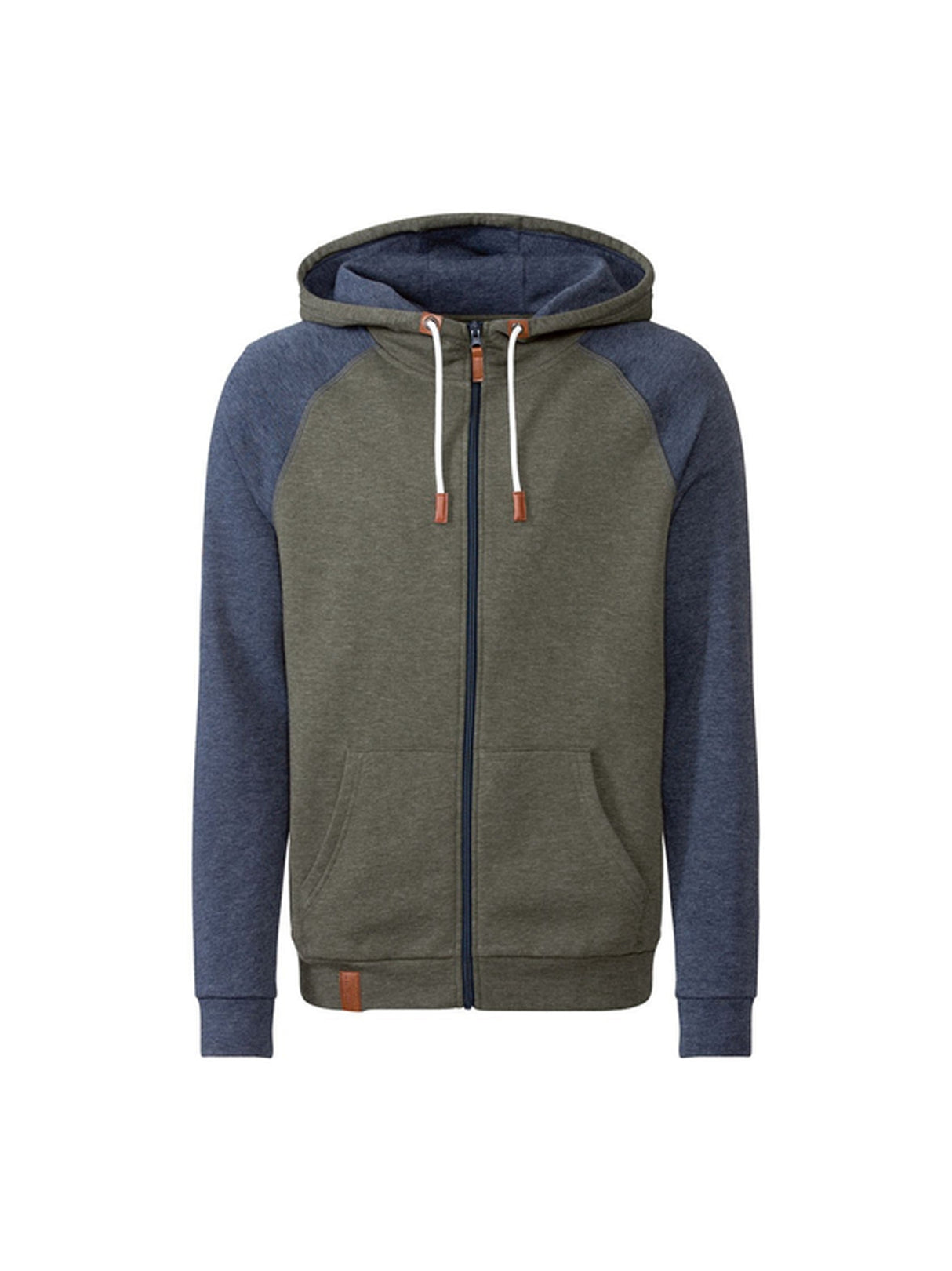 Image for Men's Colorblocked Zipped Up Hoodie,Olive/Blue