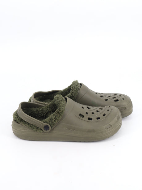 Image for Men's Faux Fur Slippers,Olive