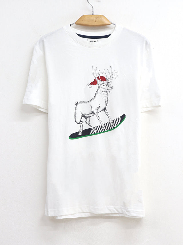 Image for Men's Graphic Printed Christmas T-Shirt,White
