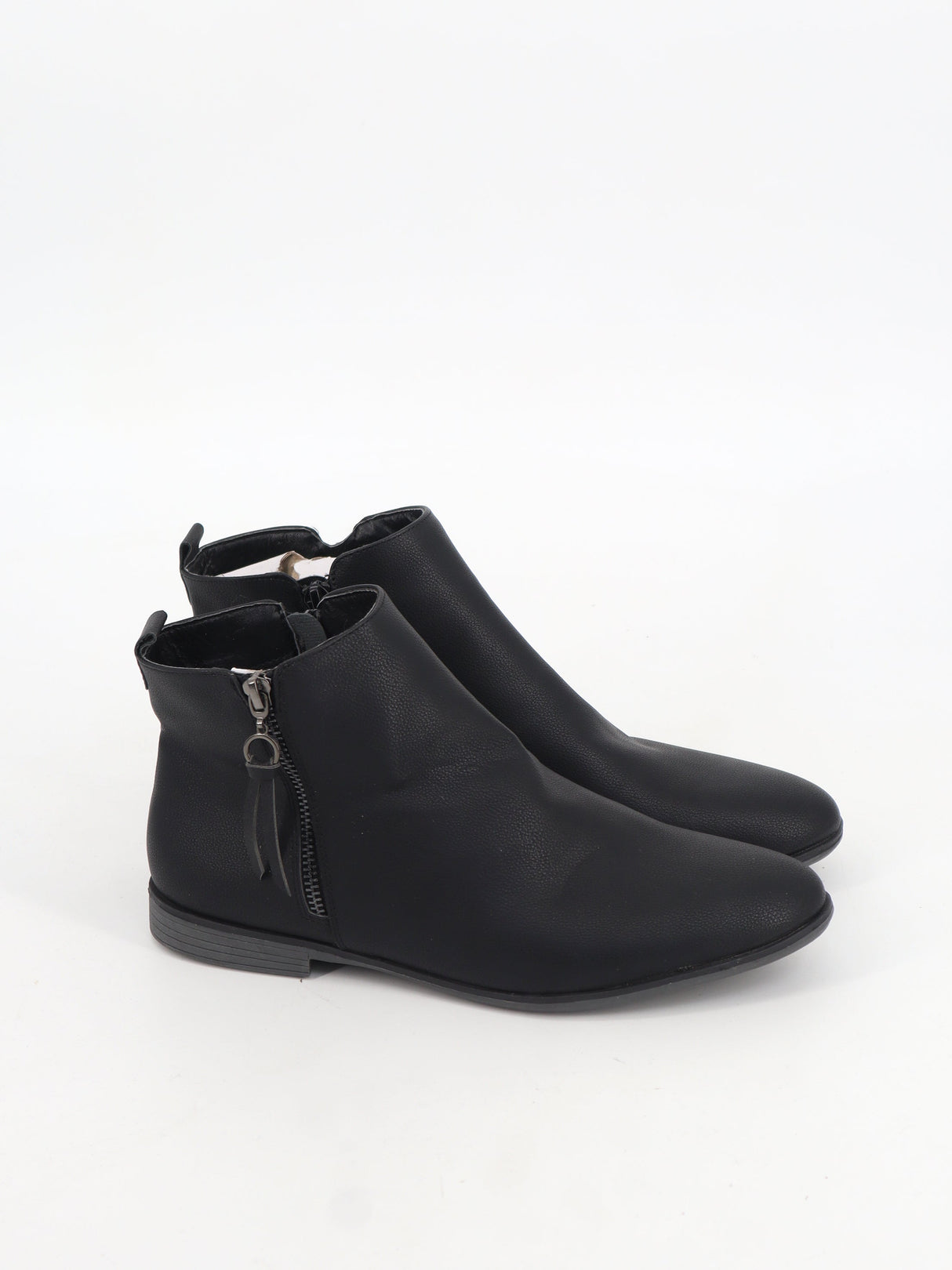 Image for Women's Plain Leather Ankle Boots,Black