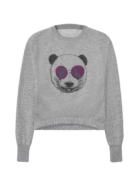 Image for Kids Girl's Graphic Printed Cropped Sweatshirt,Grey