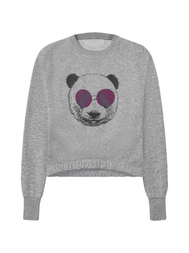 Image for Kids Girl's Graphic Printed Cropped Sweatshirt,Grey