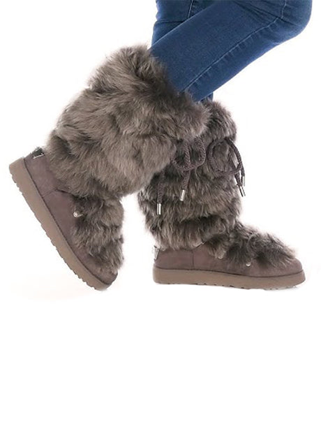 Image for Women's Faux Fur Ankle Boots,Grey