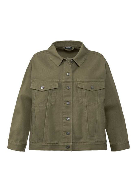 Image for Women's Plain Denim Jacket,Olive