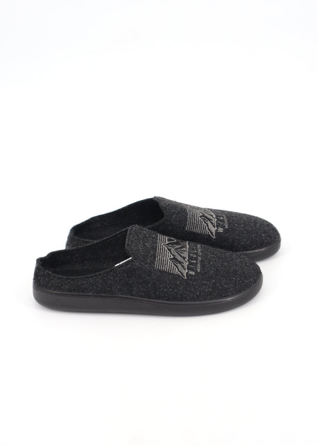Image for Men's Graphic Embroidered Slippers,Dark Grey