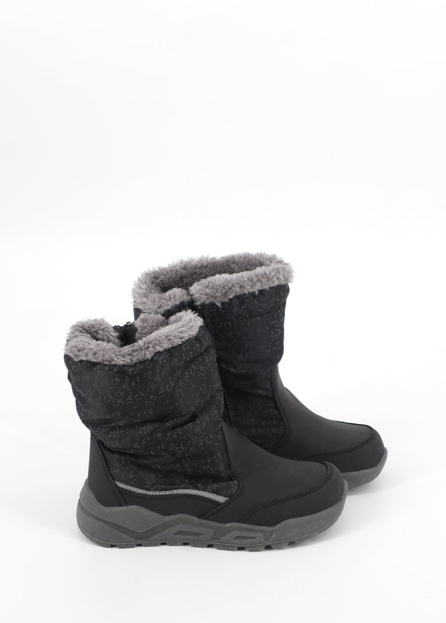 Image for Kids Girl's Printed Snow Ankle Boots,Black