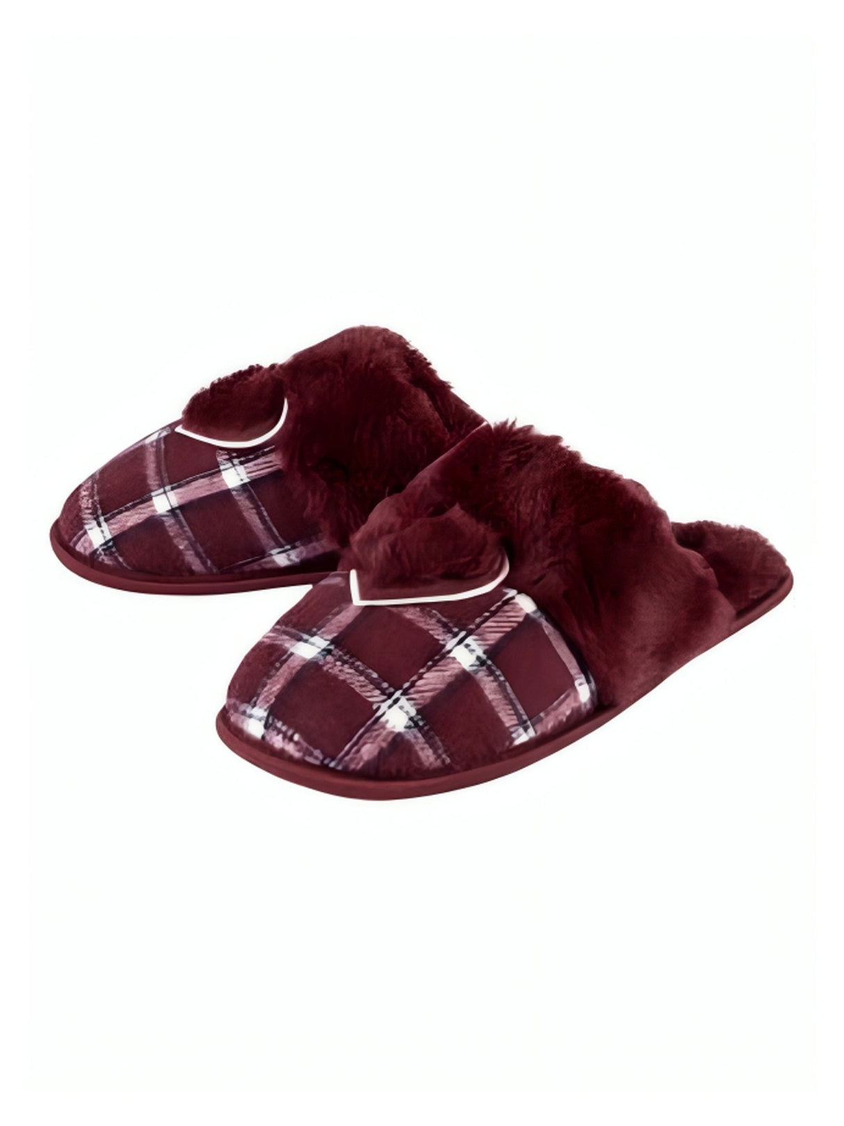 Image for Women's Plaid Slippers,Wine