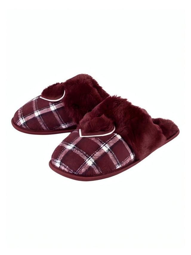 Image for Women's Plaid Slippers,Wine