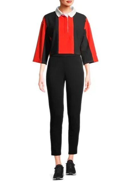 Image for Women's Colorblocked Striped Top,Black/Red