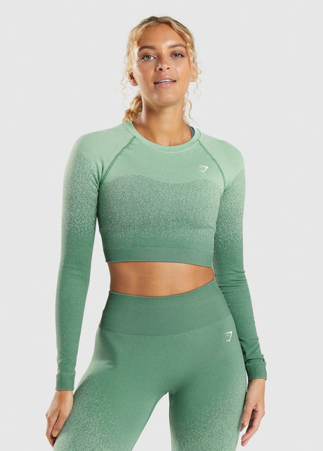Image for Women's Brand Logo Printed Cropped Sport Top,Green
