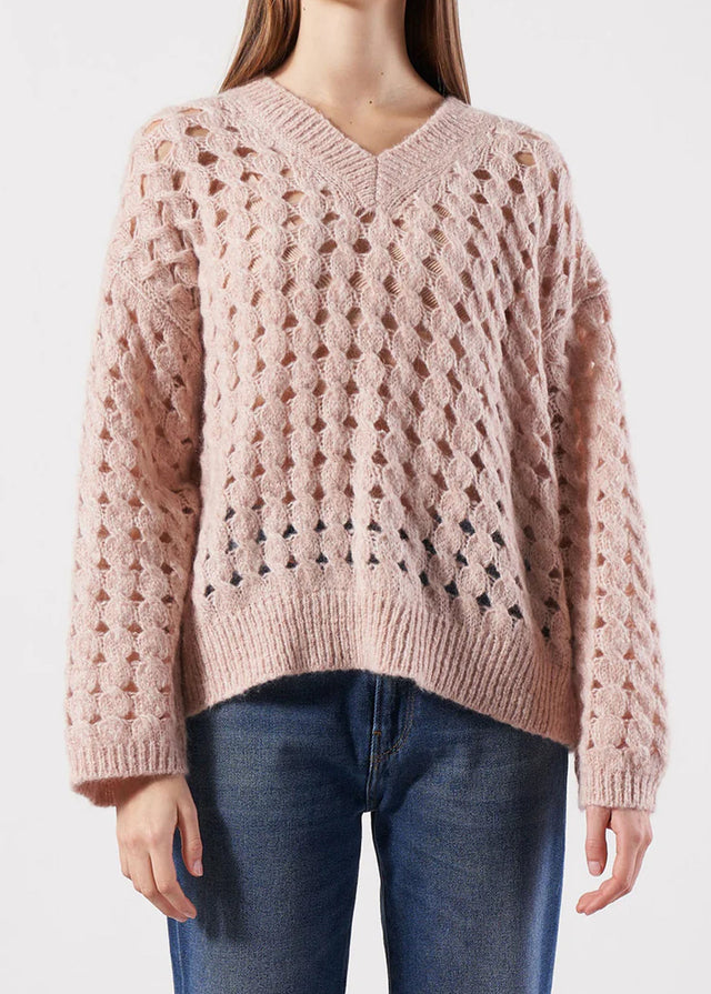 Image for Women's Textured Open Knit Sweater,Light Peach