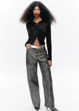 Image for Women's Washed Leather Pants,Black