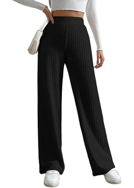 Image for Women's Ribbed Flare Trousers,Black
