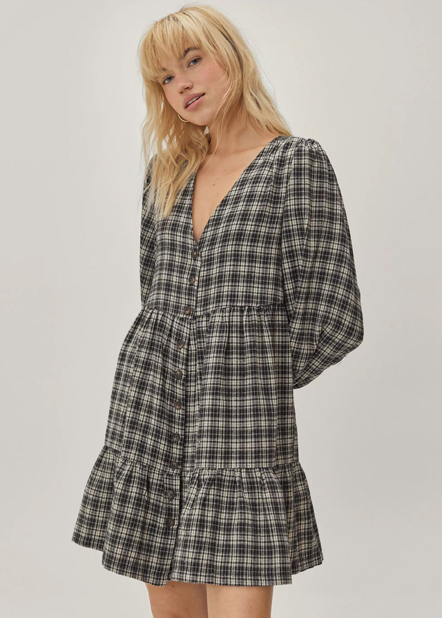 Image for Women's Plaid Dress,Black/Grey