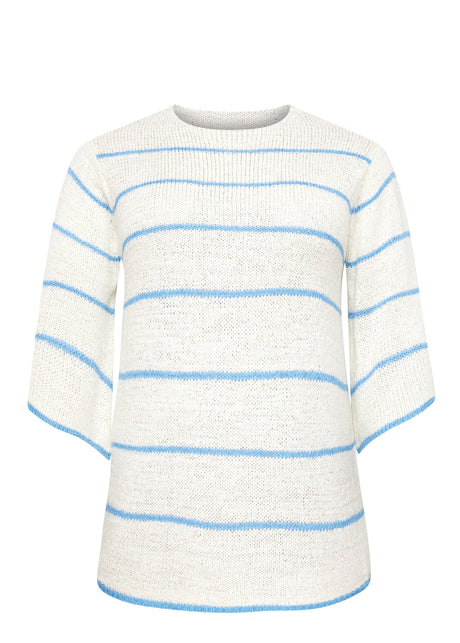 Image for Women's Striped Knitted Sweater,White/Blue