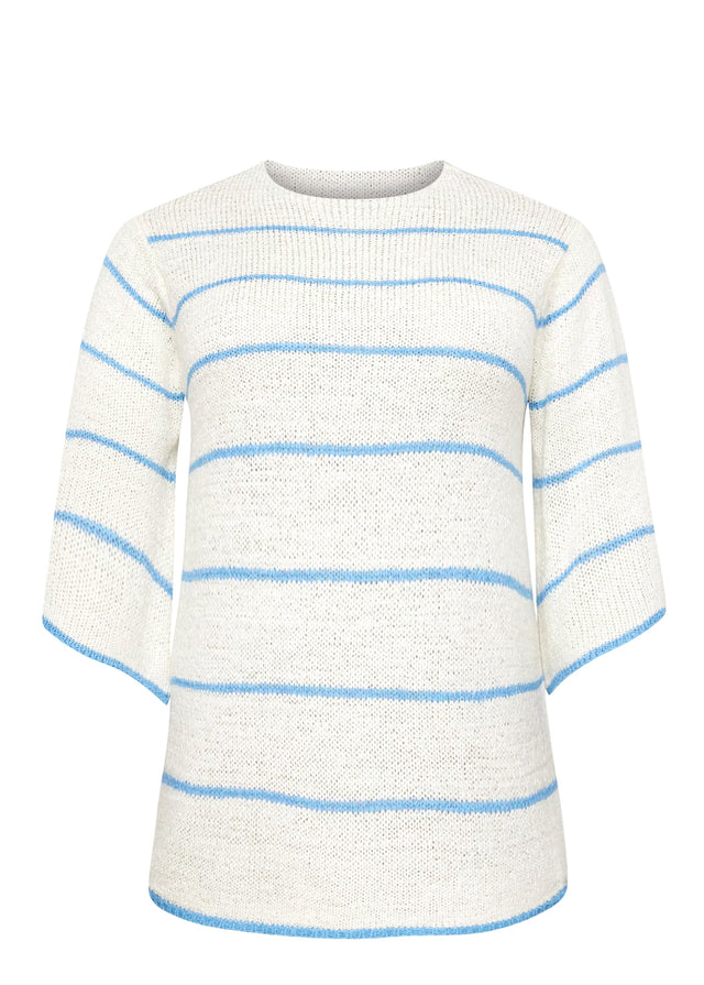 Image for Women's Striped Knitted Sweater,White/Blue